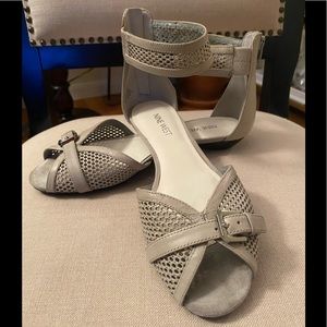 Nine West peep toe ankle flats, 7M